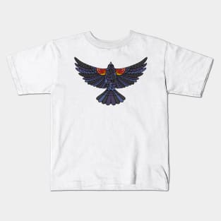 Red Winged Blackbird Geometric Kids T-Shirt